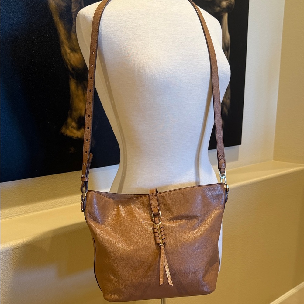 Stella & Dot Covet Sunday Tan Leather Crossbody Shoulder Bag EUC